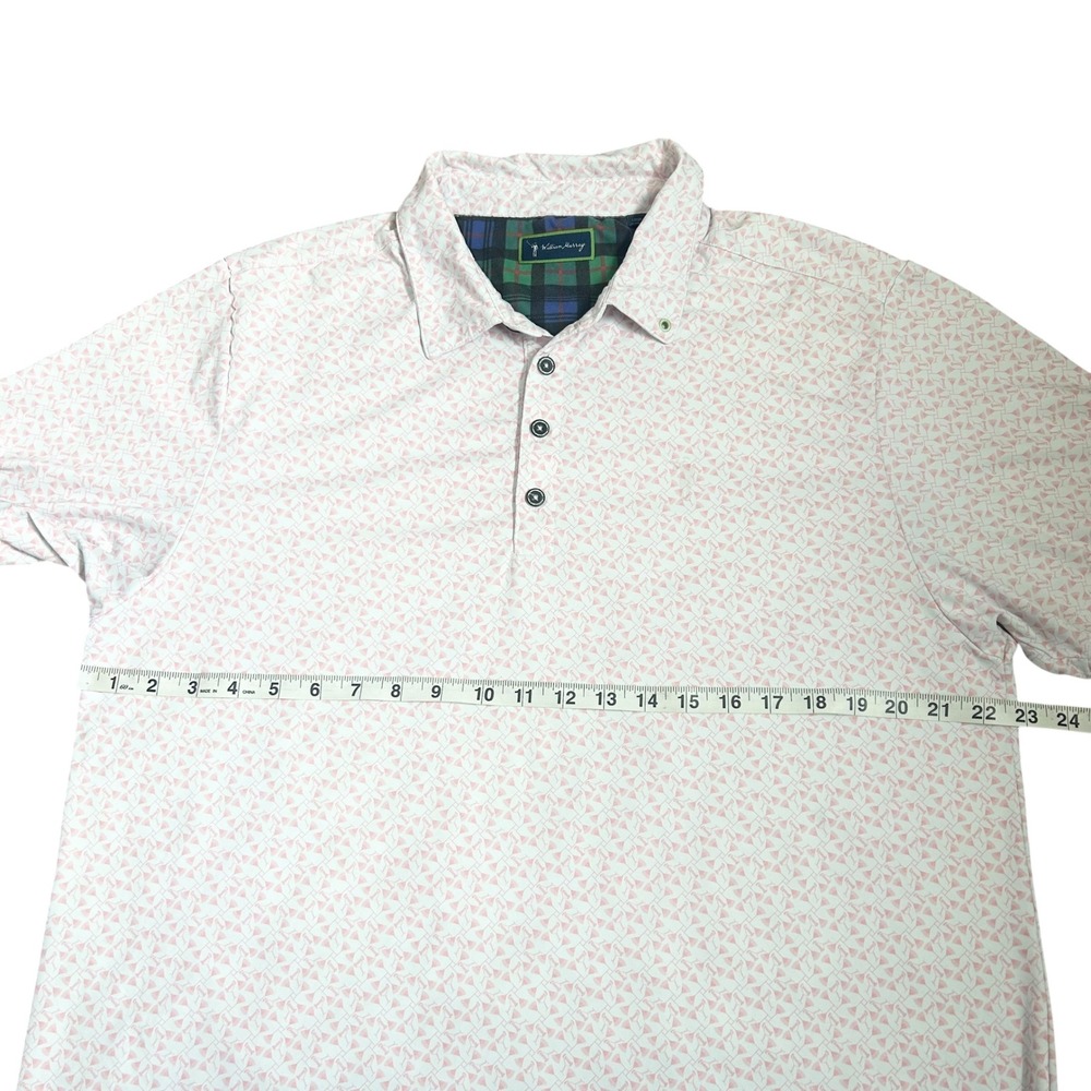 William Murray Mens Polo Pink Martini Glass Print Golf‎ Shirt Short Sleeve - Picture 6 of 6